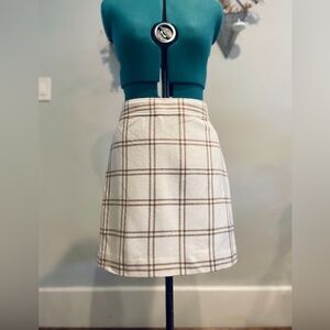 NWT J. Crew Cream Plaid Mini Skirt